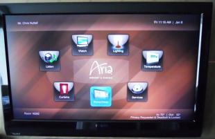 The Aria hotel room's control panel