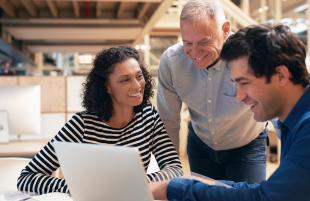 Group of people looking at microlearning courses