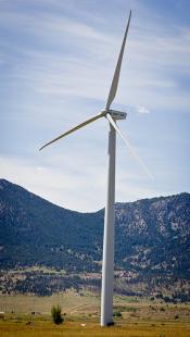 Spinning energy windmill on a hill