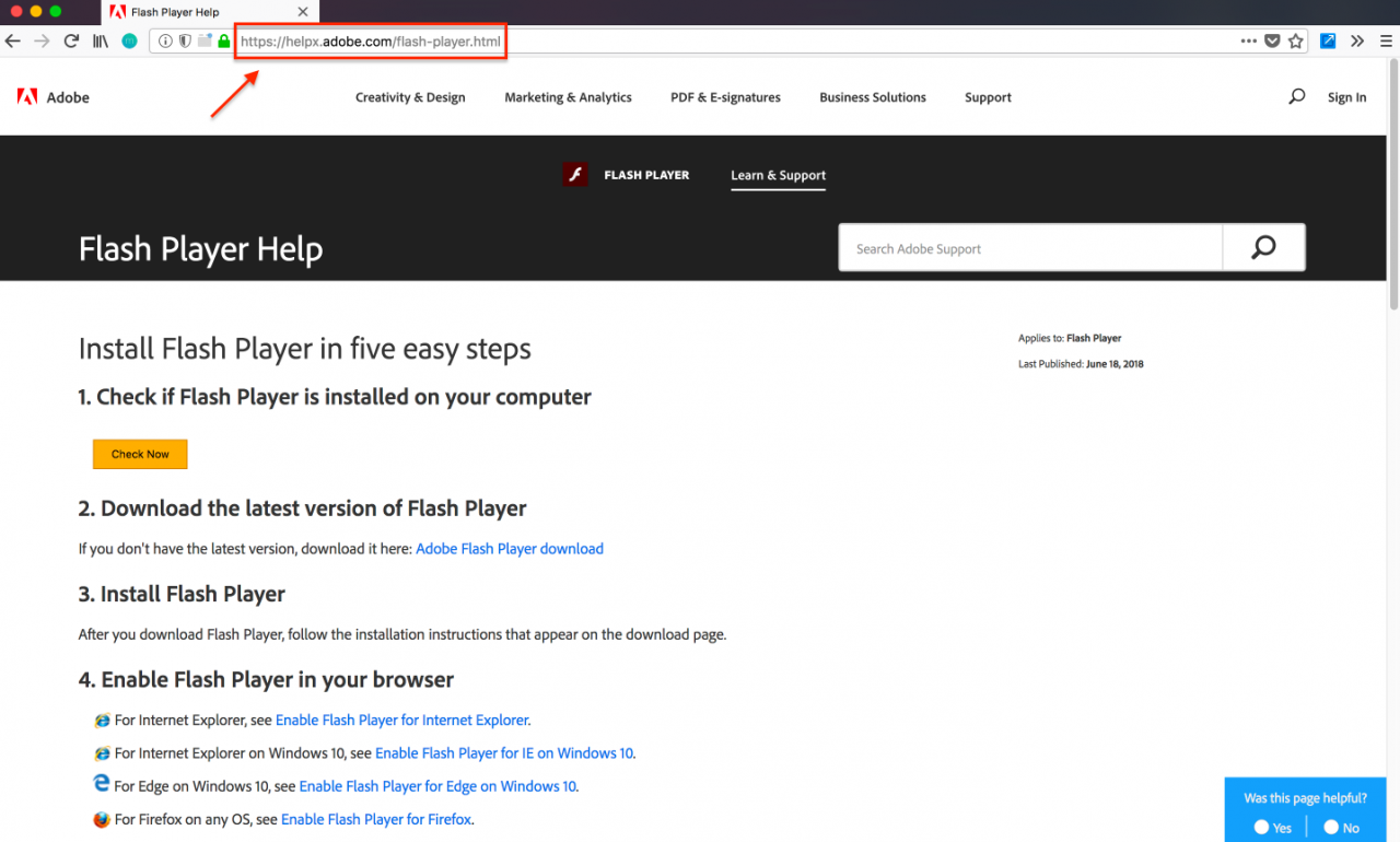 helpx adobe flash player archived versions html